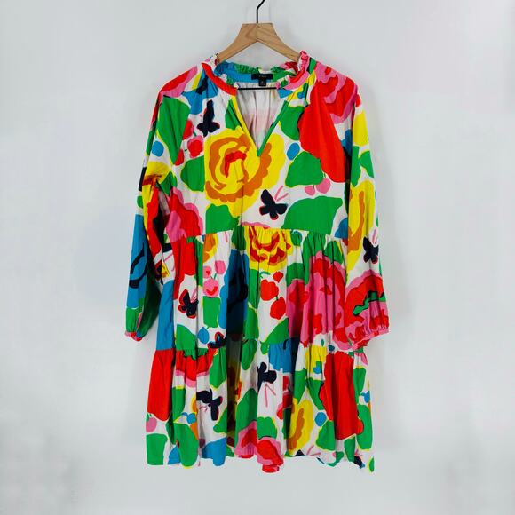 J.Crew Ratti Jardin Floral Tiered Popover Dress Size XL Party Dress with Pockets - Picture 8 of 8